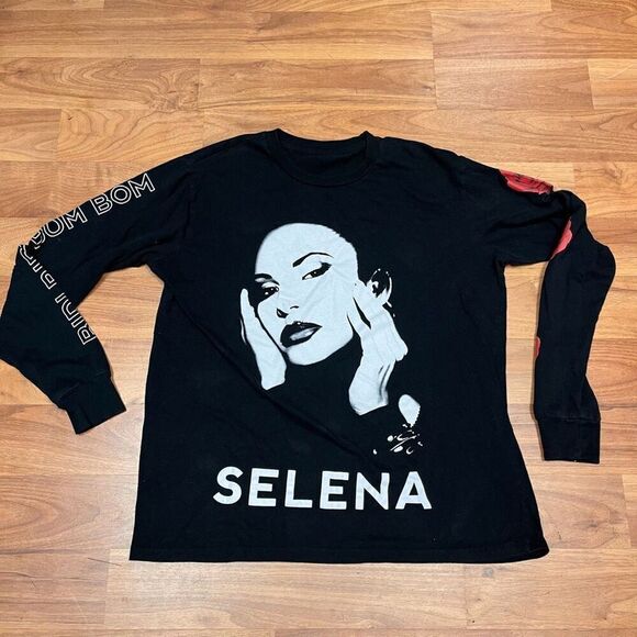 Gildan Womens Black Long Sleeve Official Selena Merch Roses T-Shirt Small - Picture 3 of 7